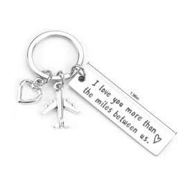 MUCOOS Couple Keychain,Long Distance Relationship Gifts,Long Distance Friend Gifts,Cute Couple Gifts,I Love You More Than The Miles Between Us,Anniversaries Gifts for Boyfriend Girlfriend