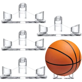 Sumind 4 Pieces Acrylic Footballs Stand Holder Clear Sports Ball Storage Basketballs Rack Display Stand for Footballs Volleyballs Basketballs Bowling Soccer Rugby Ball Display