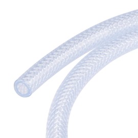 sourcing map Braided Reinforced PVC Tubing 6mm ID 1m Transparent High Pressure for Water Hose