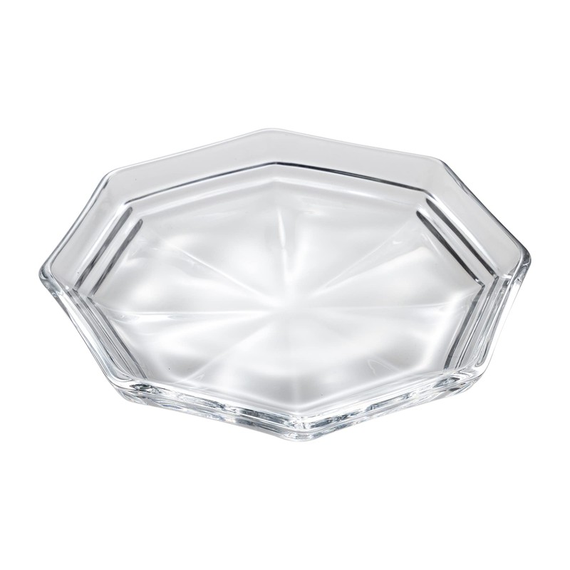 Mizusaki Glass MKG-218013 Tiered Octagonal Plate, Approx. 5.1 inches (13