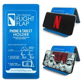Flight Flap Airplane Phone Holder, Flexible Cell Phone Holder, Folding Cellphone Stand for Desk, Bed, Office, Treadmill - Airplane Accessories Long Flight Travel - Plane Essentials (Azure)