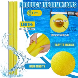Hanaive Yellow 6 Pcs 40 x 2. 4 x 1 Inch Pipe Insulation Foam Tube Pre Slit Clamp Foam Noodles for Padding Jumbo Pool Noodles Large Tube for Swimming Floating Craft Projects Padding Bumper