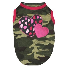 Petitebelle Dog Shirt Double Hearts Camouflage Pink XXL