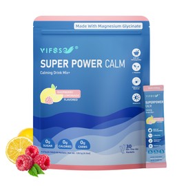 VIFSSG Super Power Calming Powdered Drink Mix, Raspberry Lemonade 30 Packets, L-Theanine, Ksm-66 Ashwagandha, Magnesium Glycinate, Vitamin D3 Supplements, Sugar-Free, Non-GMO for Relax & Focus