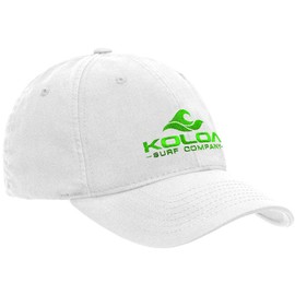 Joe's USA Koloa Embroidered Wave 3" Logo Classic Cotton Unstructured Dad Hat-White/Green