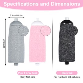 PEOVLVN 12 Pieces Pedicures Replacement Heads, Replacement Roller Refill Heads Compatible with Electric Foot File Callus Remover Pedicure Tools for Feet (Black, Gray, Pink)