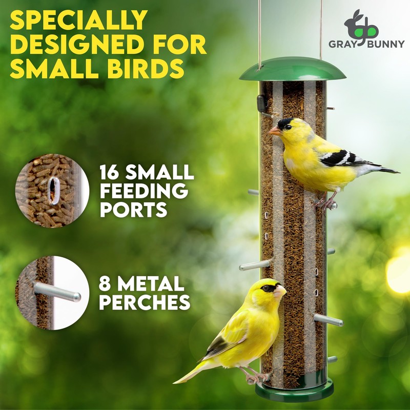 Finch Bird Feeder for Outdoors (16 Ports) Thistle & Nyjer
