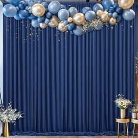 Navy Blue Backdrop Curtain Panels, Wrinkle Free Navy Blue Photo Backdrop Drapes Curtain Backdrop for Graduation Birthday Party Weddings Background Photography 4x10ft, 2 Panels