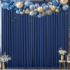Navy Blue Backdrop Curtain Panels, Wrinkle Free Navy Blue Photo Backdrop Drapes Curtain Backdrop for Graduation Birthday Party Weddings Background Photography 4x10ft, 2 Panels