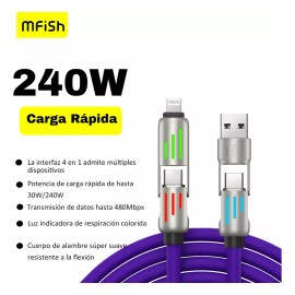 2 Pieces 4 In 1 Data Cable Type-c Fast Charging Cable 1.2 M