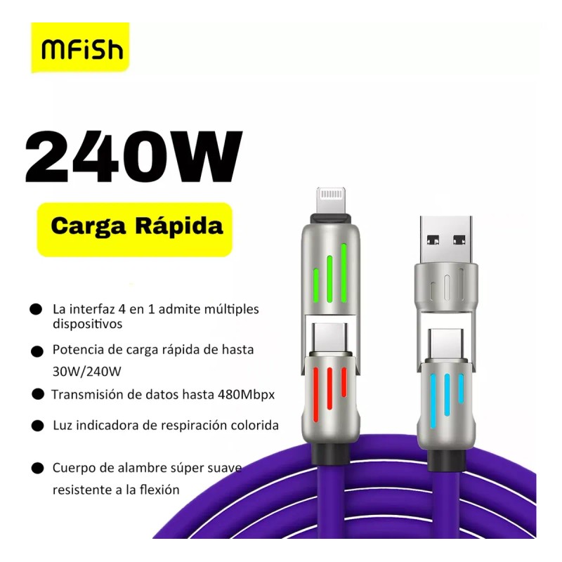 2 Pieces 4 In 1 Data Cable Type-c Fast Charging