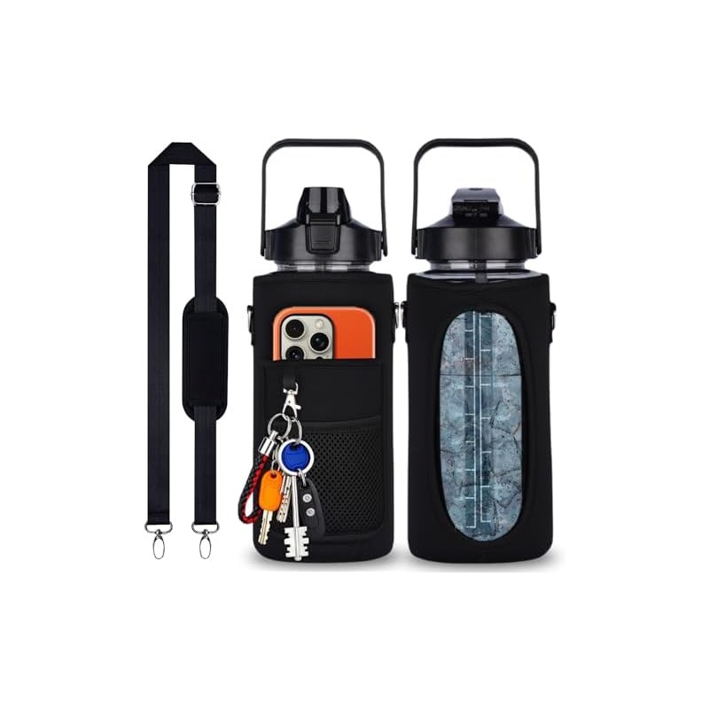 Botella de Agua Deportiva 2L para Gimnasio con Funda y