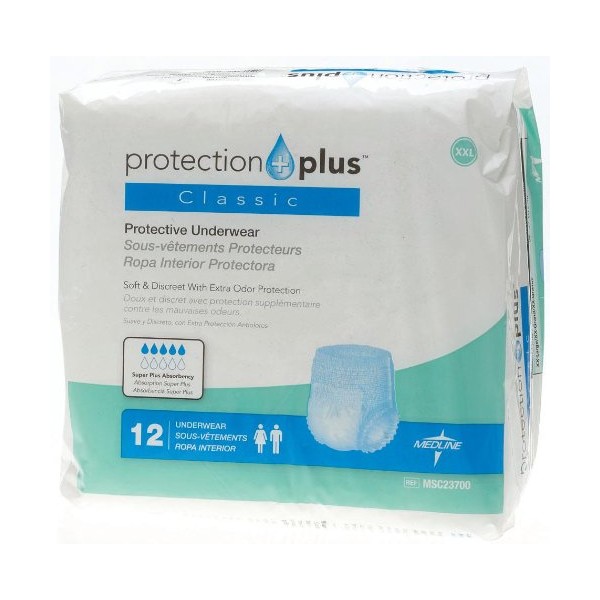 MEDLINE MSC23700 MSC23700Z Protection Plus Classic Protective Underwear (Pack of 12)
