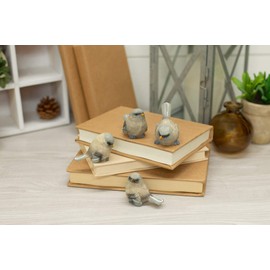 Raz Soft Blue Textured Bird 2 x 2.5 Resin Decorative Tabletop Figurine Set 4
