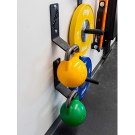 PRx Performance Kettlebell Storage Holders (2 Pack), Wall Mounted Kettle Bell Holder Hanger, Space Saving Home or Commercial Gym Accessory, USA Made Steel with Black Powder Coating…