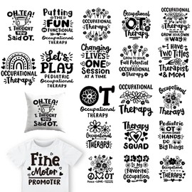 Dazoratix Occupational Therapist Iron on Transfers - 20 Sheets DTF Ready to Press Heat Patches Vinyl Designs Therapy Stickers Decals for Women T Shirts Clothes Pillow DIY Crafts Appliques Decorations
