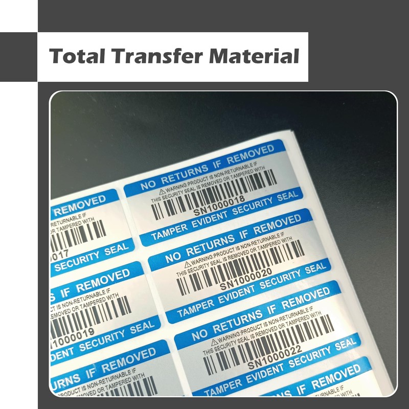 Barcode Security Labels Dumb Silver PET Warranty Void Sticker with