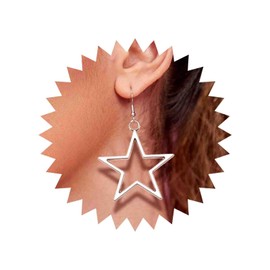 Aneneiceera Vintage Hollow Star Drop Earrings Silver Outline Star Earrings Exaggerated Star Dangle Earrings Minimalist Earrings for Women