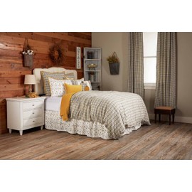 Morning Meadow Plaid King Duvet Cover, 92" L x 108" W, Cozy Autumn Bedding w/Mustard Crushed Velvet Trim on Top Edge of Bed Cover, Fall Bedroom Décor