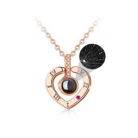 I Love You Necklace 100 Languages Necklaces Projection Heart Pendant Necklace Anniversary Birthday Gifts for Women Girlfriend Her Wife (A: Rose Gold Projection Necklace)