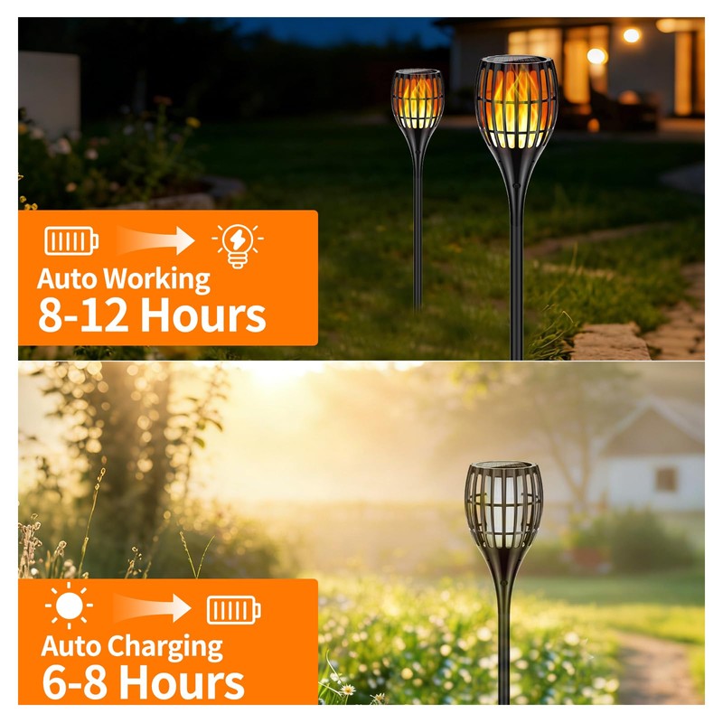 Solar Larger Torch Lights, 43" Solar Torch Lights Outdoor Flickering