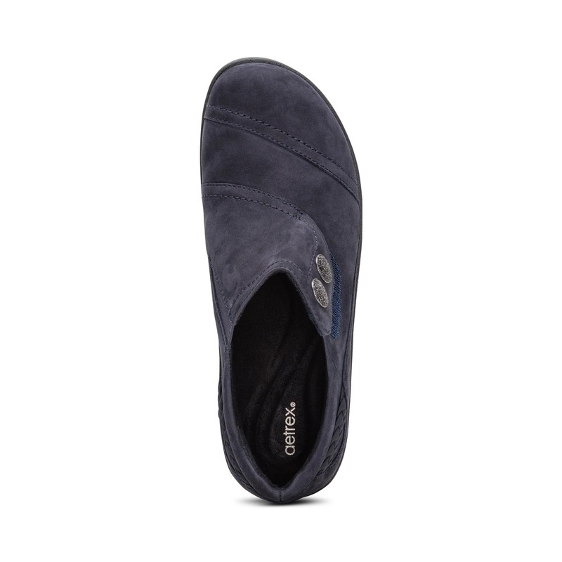 Aetrex Womens Karina, Navy, 8.5 Wide