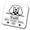 Cocker Spaniel Beware Crazy Cocker Spaniel Lady Coaster Pet Present