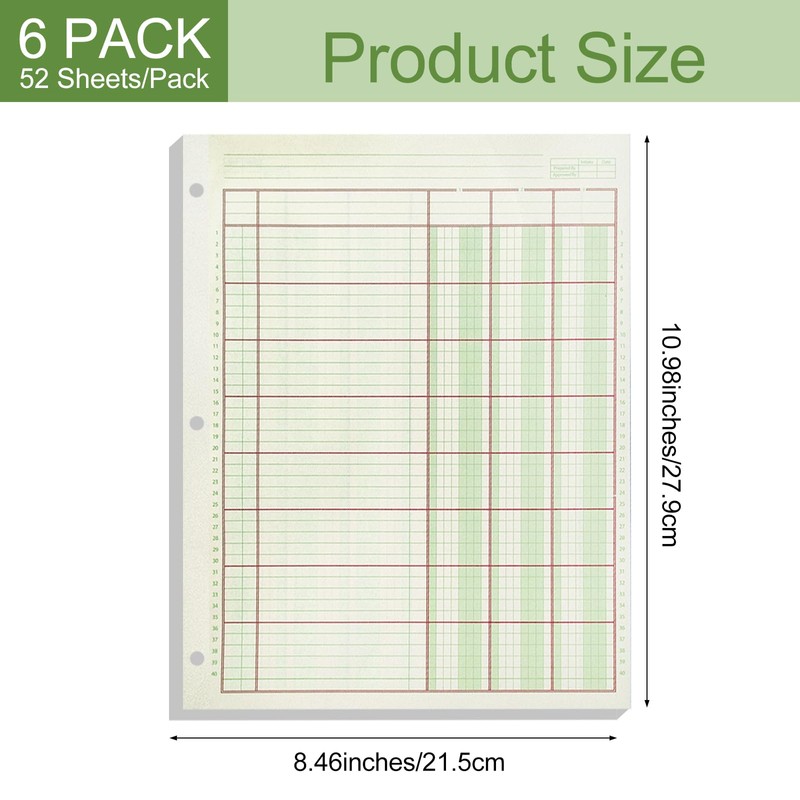 6 Pack 312 Sheets Analysis Pad Columnar Books 3 Hole