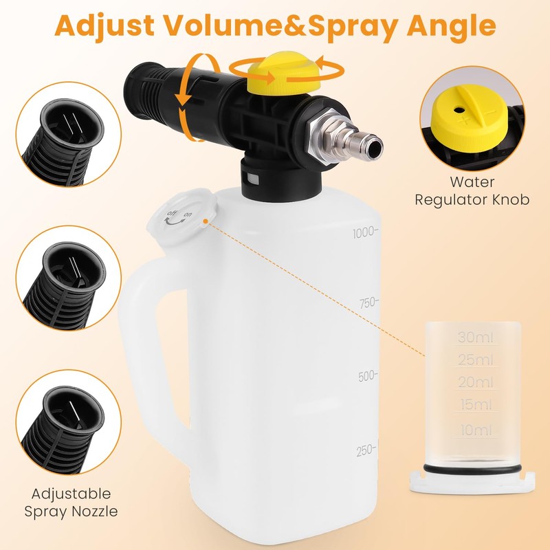 Fai Top Foam Gun,1L Foam Gun Bottle with Adjustable Nozzle