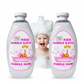 Dead Sea Collection Bubble Bath Kids with Bubble Gum Scent - Cleansing and Moisturizing Liquid Bath Pure Dead Sea Minerals - Pack of 2 Large Bottles (67.6 fl.oz)