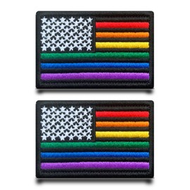 Pack of 2 Rainbow US Flag Patch Removable Patches with Velcro Fastening Tactical Military Patch Application for Jacket Jeans Bags Backpacks Vest Dog Harness Outdoor Clothing