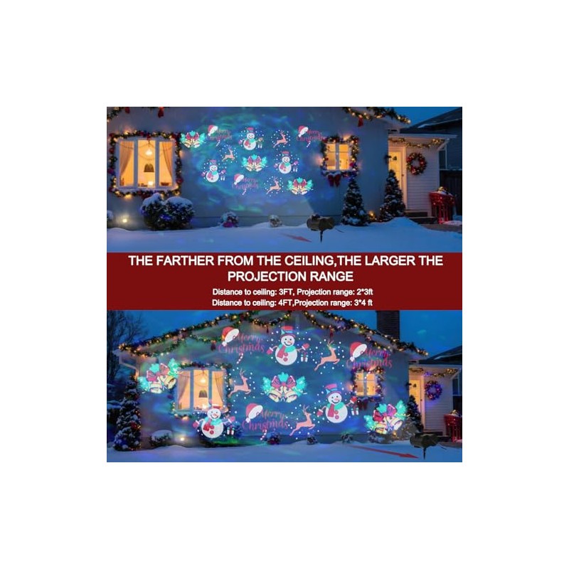 Purplecrystal Proyector Luces LED Navidad Halloween Exterior 64 Patrones