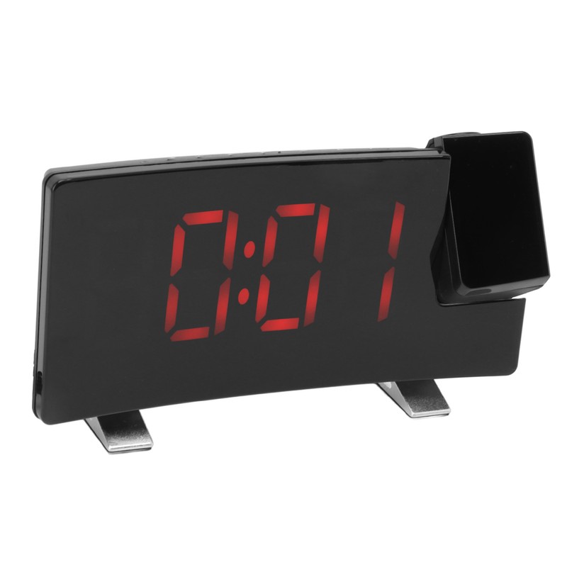 Radio Projection Alarm Clock LED Display Electronic Clock Curved Screen