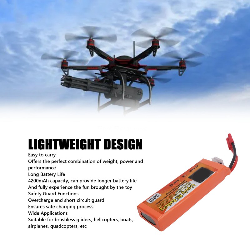 11.1V 4200mAh Lithium Battery RC 45C LiPo Battery with Banana