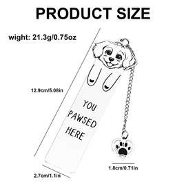 Dog Bookmark - Book Marks Women, Dog Gifts for Women,Gifts for Book Lovers,Dog Lovers Gifts for Women,You PAWSED HERE Bookmark with Heart Paw Pendant, (Big)