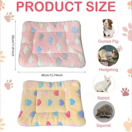 Tearmier 2Pcs Guinea Pig Bed Mat, Plush Pet Cushion Bed Mat, Guinea Pig Cage Liners Washable Guinea Pig Blankets Pad Fleece Guinea Pig Cushion Indoor Sleeping Mat for Bunny,Hamster(12x15.7in)