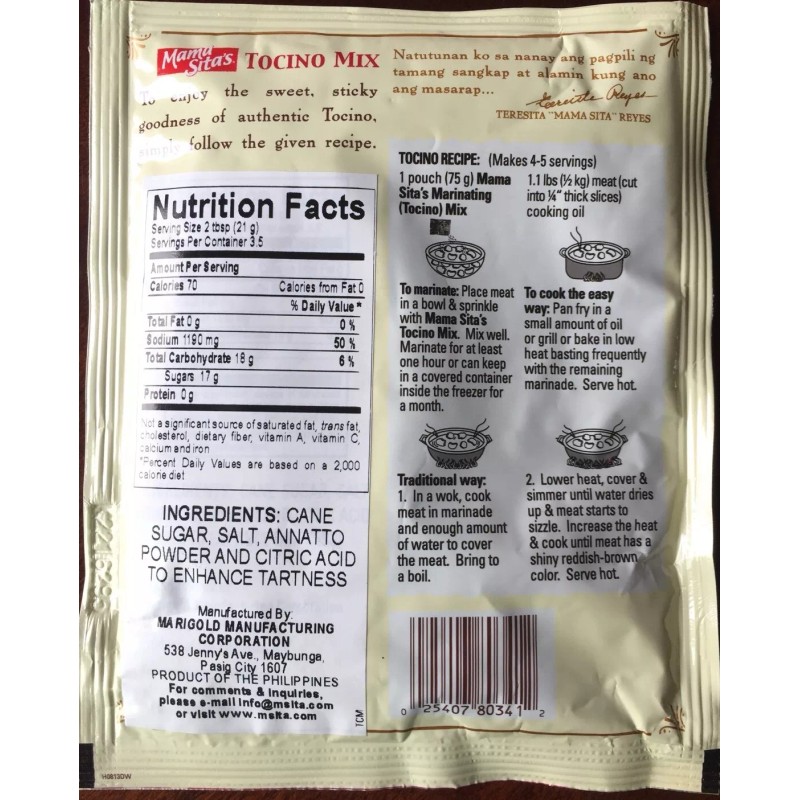 Mama Sita's Tocino Marinating Mix 2.6 oz (75g)