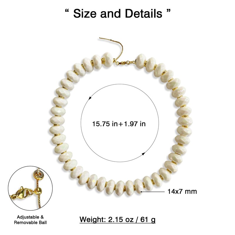 Aoyom Chunky Acrylic Beaded Choker Necklaces for Women Cream