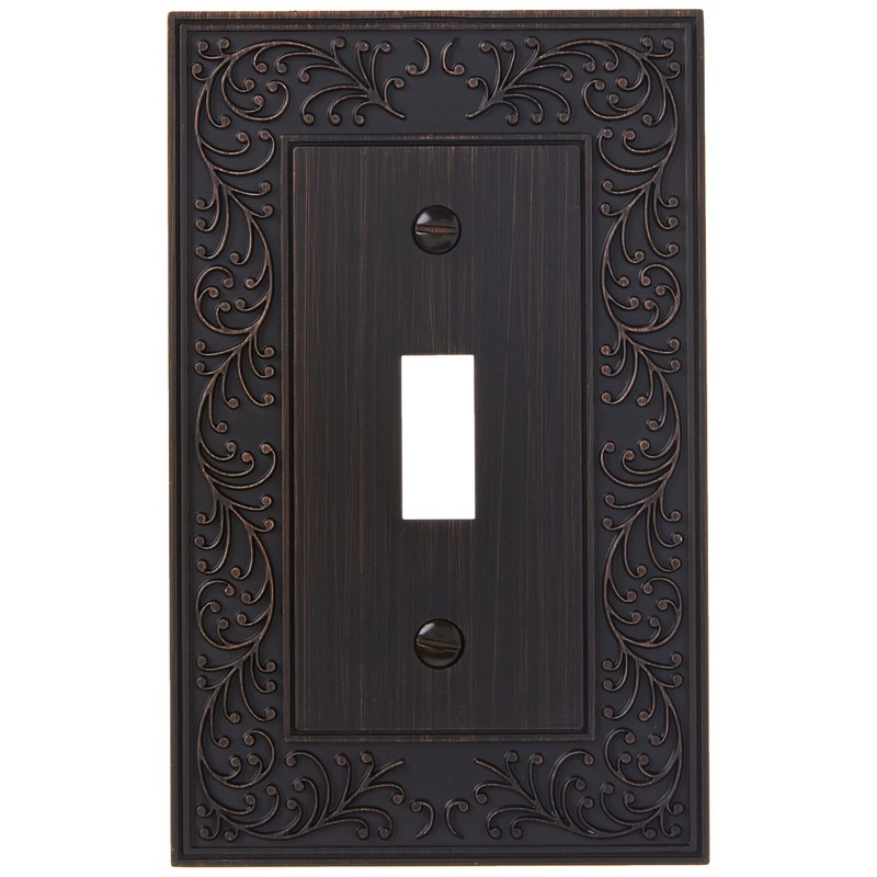 Amerelle 43TVB English Garden Wallplate, 1 Toggle, Cast Metal, Aged