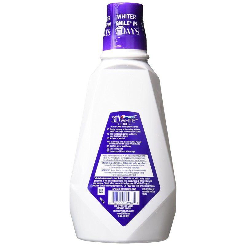 Crest Crest 3D White Multi-Care Whitening Rinse, Glamorous White, Fresh