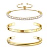 Jstyle 3Pcs Gold Bracelets for Women Girls 14K Gold Plated