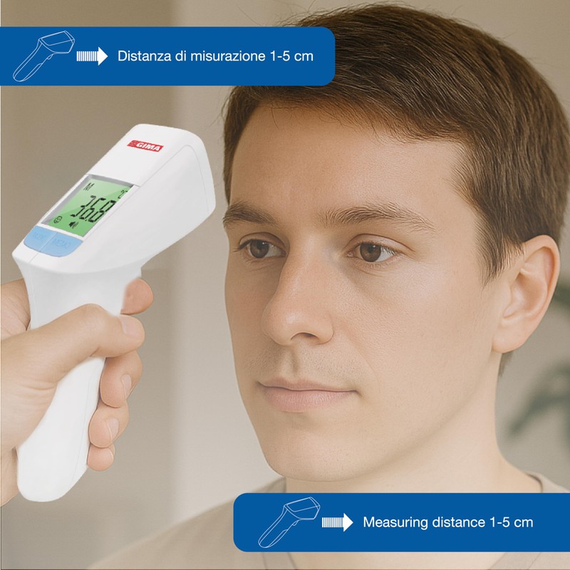 GIMA - GIMATEMP, Termometro Febbre Infrarossi, Termoscanner per Febbre e