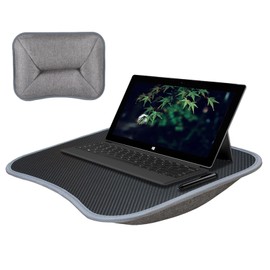 1/2 Laptop Lap Desk - Computer Lap Desk | Lapdesk for Laptop with Soft Pillow Cushion, Comfortable Foam, Device Holder Raised Ledge, Portable Computer Desks, Table Tray for Couch Bed