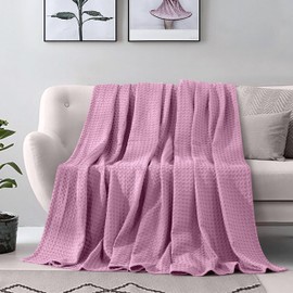 Elegant Comfort Premium 100% Cotton Waffle Blanket - Lightweight Breathable Waffle Weave Bed Blanket - Soft and Warm All Season Blanket for Couch, Sofa and Bed, King Size 90x108 Inches, Lavender