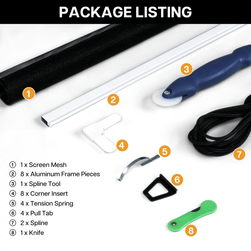 Paramondo 2 Sets DIY Window Screen Frame Kit, White, 46"