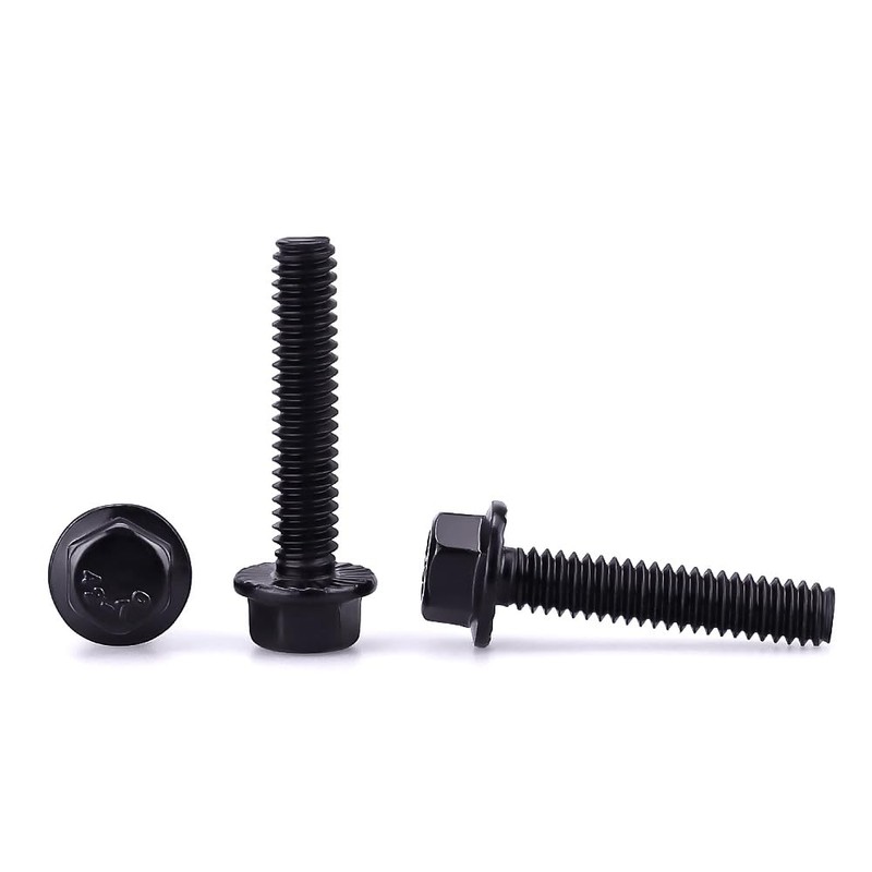 1/4-20 x 1 Black Flanged Hex Head Bolts Screws, 304