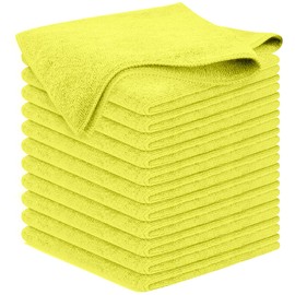 AYO マイクロファイバークロス ふきん キッチン 12枚（約31×31cm） 台拭き キッチンクロス 洗車タオル 【イエロー】