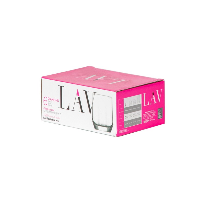 LAV - Diamond Shot Glasses - 80ml - Pack of