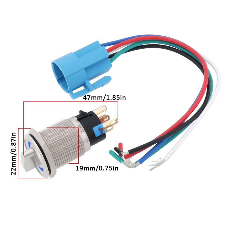 Be In Your Mind 19mm 5Pin 12V~24V Rotary Switch 2