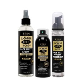 EBIN NEW YORK Melting Spray – Wonder Lace Bond LaceMelt Mini Supreme 8oz Bundle with Wig Adhesive Spray Supreme 2.7oz and Lace Melt Mousse 3.38oz Wig Styling and Blending Gift Set (3 Items)